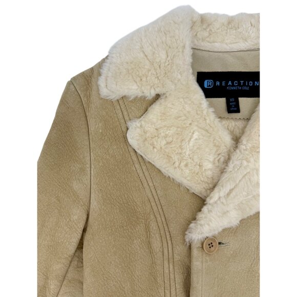 VTG Kenneth Cole Tan Suede Leather Fur Lined Penny Lane Afghan Coat | Boho Indie - Picture 12 of 16